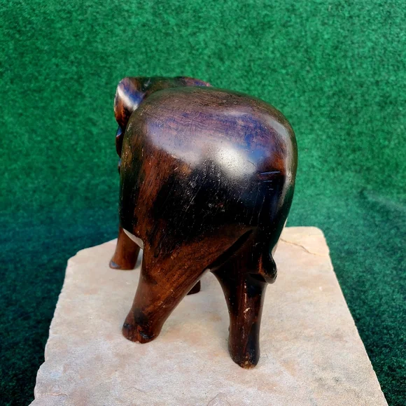 Handcrafted Elephant Wood Decorative Artisan 6"x6" Heavy 2lbs - Picture 4 of 14